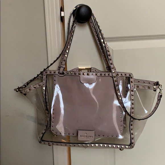 Valentino Handbags - Valentino clear rockstud large handbag purse